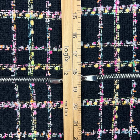 Carlisle Womens Tweed Convertible Zip-Off Coat Jacket Chanel-Inspired Grid Sz 6 - Picture 12 of 16